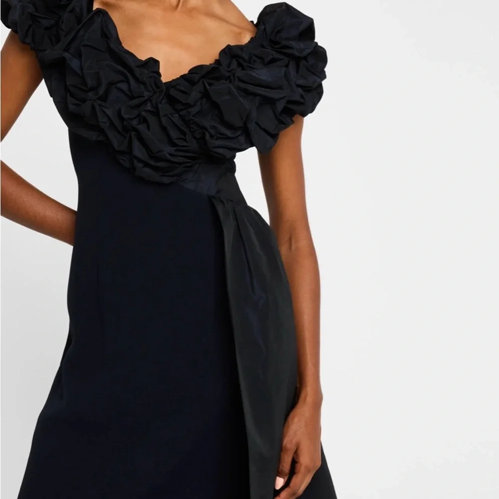 Rickie Freeman for Teri John - A-Line Ruffle Taffeta and Crepe Gown - Picture 3 of 7